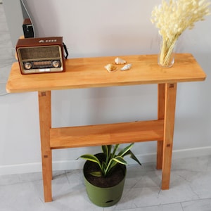 Wooden Entryway Table For Hall Decor | Modern Oak Console Table For Hallway | Minimal Console Table For Entryway Decor
