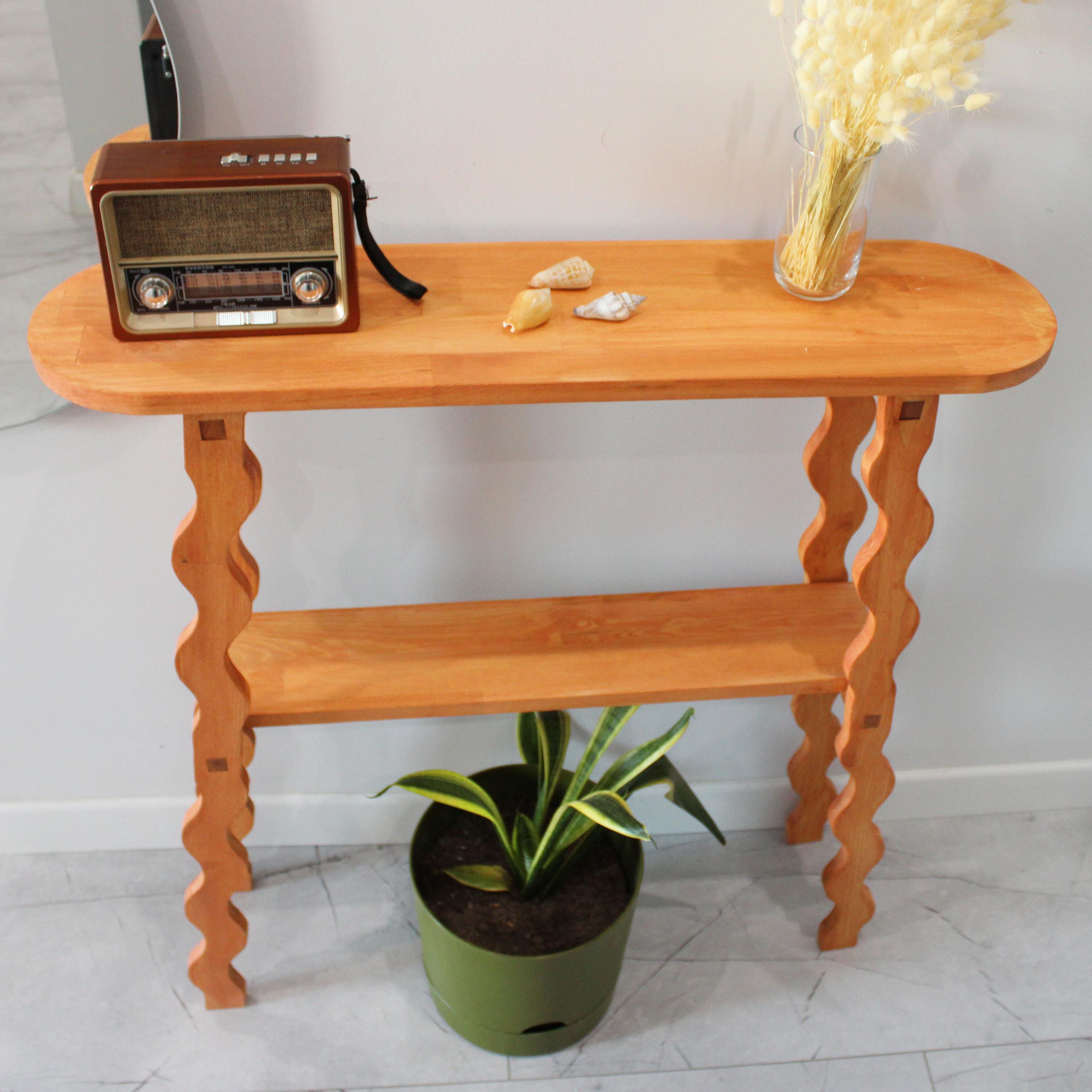 Tavolo consolle stretto in legno per ingresso / Tavolo consolle rustico piccolo / Tavolo consolle in rovere di metà secolo / Tavolo consolle moderno per ufficio in casa