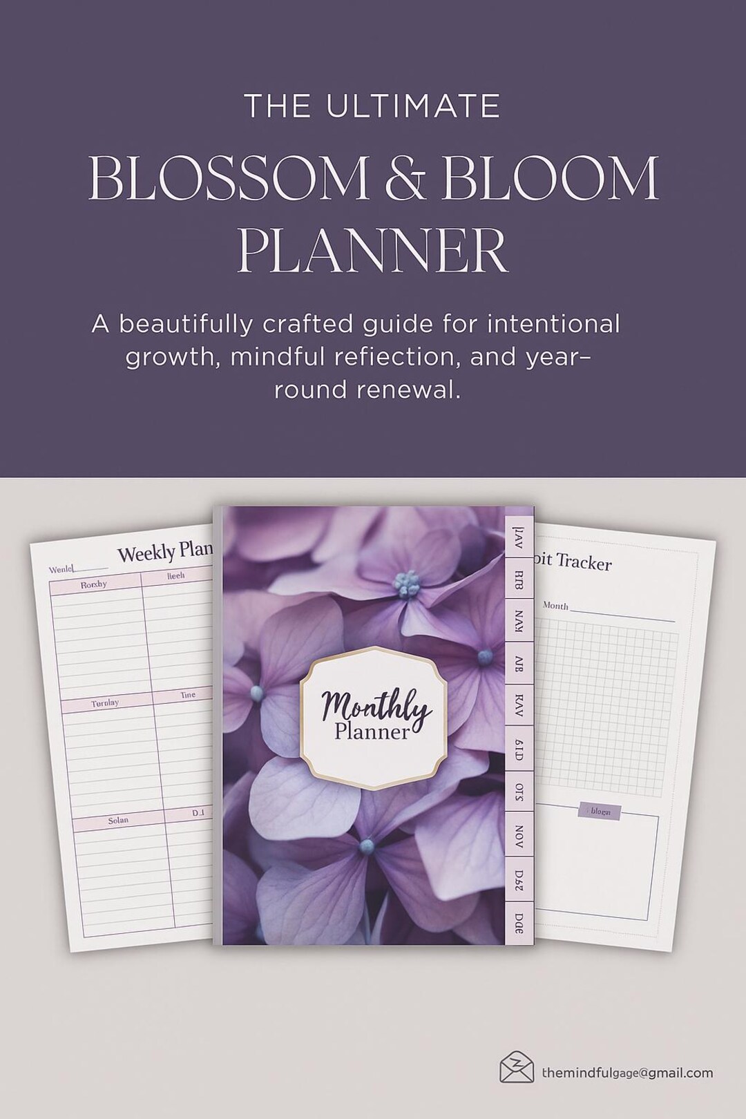 Weekly Bloom Chart Undated Monthly Planner Printable, Blossom and Bloom PDF, Floral ...