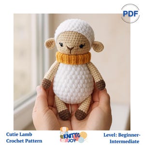 Schema all'uncinetto per agnello carino, schema amigurumi, schema all'uncinetto PDF per agnello