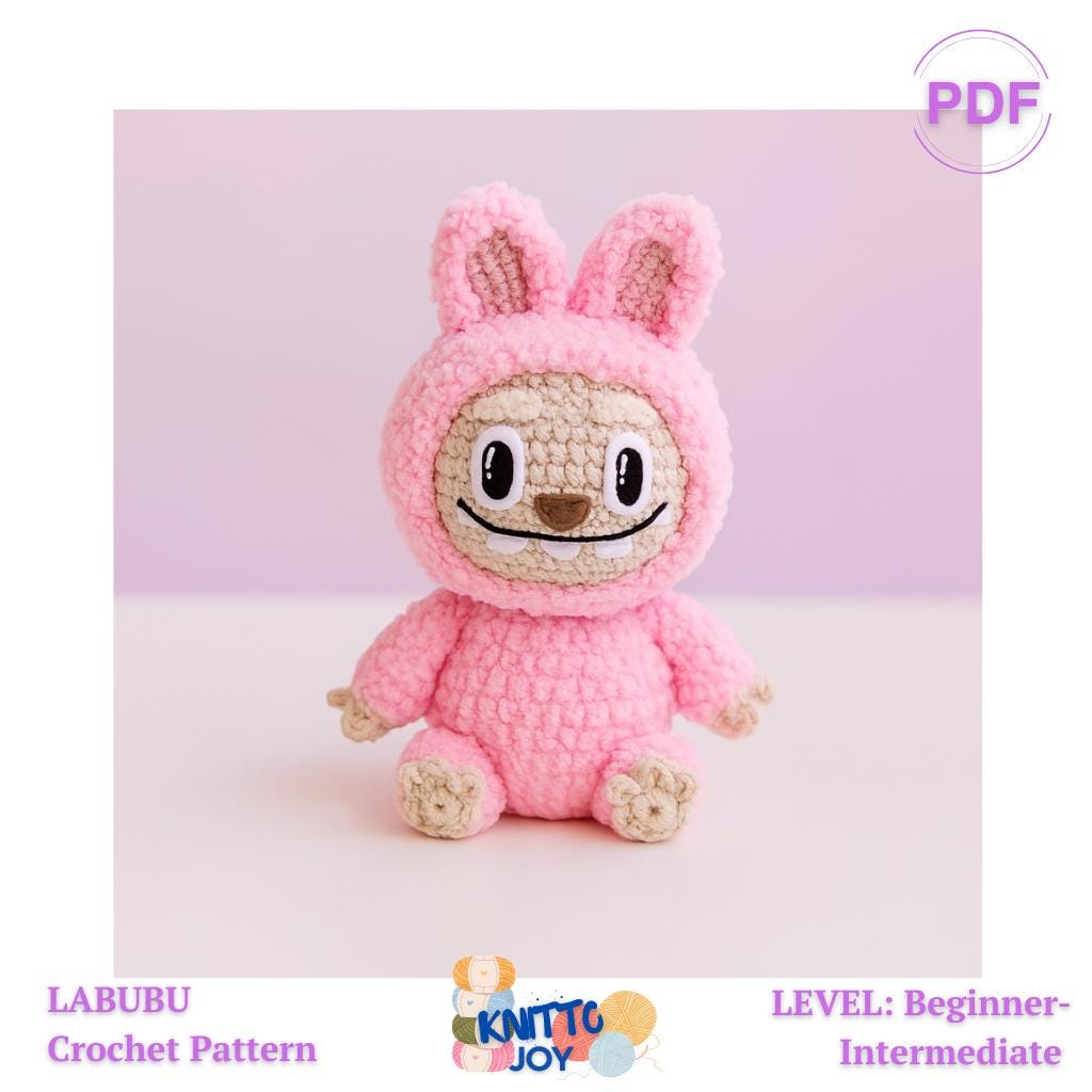 Labubu Crochet Pattern Digital Amigurumi PDF – Labubu Plush Toy Tutorial – Easy DIY Gift
