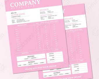 Niedliche Rosa Canva Rechnungsvorlage von Craftify Goodies, Floristen Bestellschein Vorlage in Sofortiger Digitaler Download, CY033