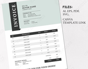 Business Invoice Template, Canva Order Form (Digital Download)