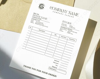 Canva Invoice Template, Order Form Receipt (Digital Download)