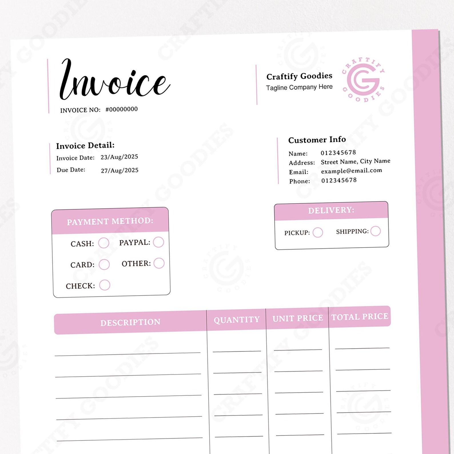Invoice Design Order Form Template by Craftify Goodies, Canva Invoice ...