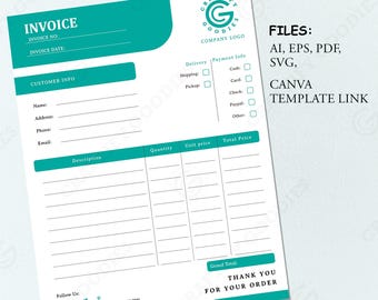 Rechnungsbestellformular-Vorlage, bearbeitbare Canva-Quittung (digitaler Download)