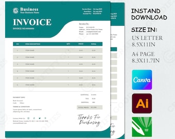 Canva Rechnungsvorlage, Bestellschein, US Letter & A4 (Digitaler Download)