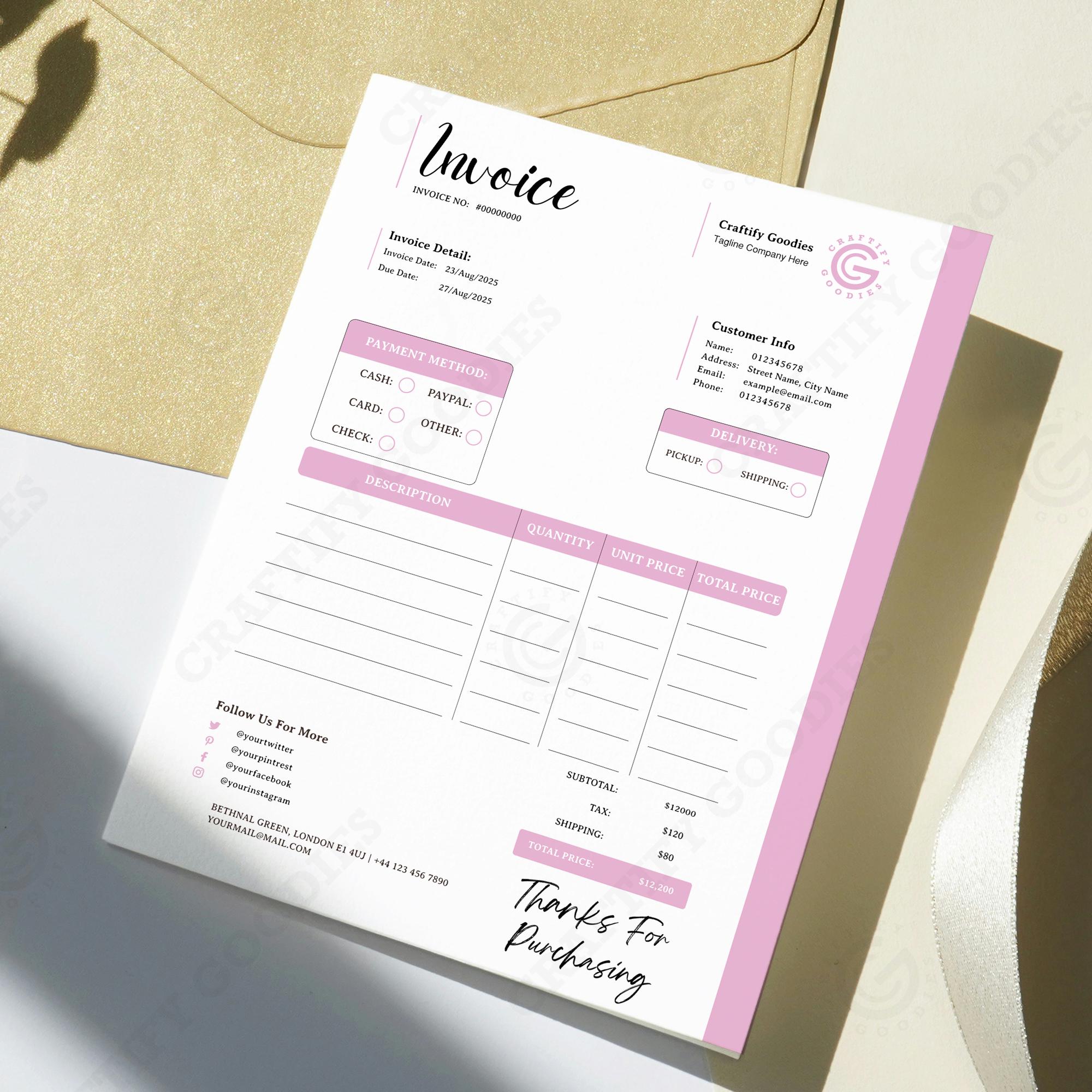 Invoice Design Order Form Template by Craftify Goodies, Canva Invoice ...