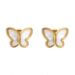 Butterflies Stud Earrings – 18K Gold Plated Stainless Steel, Waterproof & Hypoallergenic