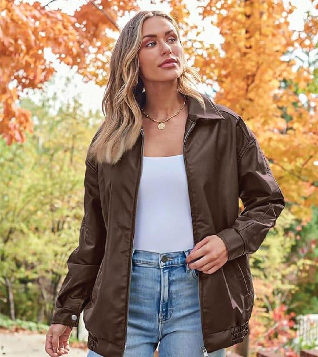 Oversized Lamb Leather Bomber Jacket | 1980s Moto Style - Etsy