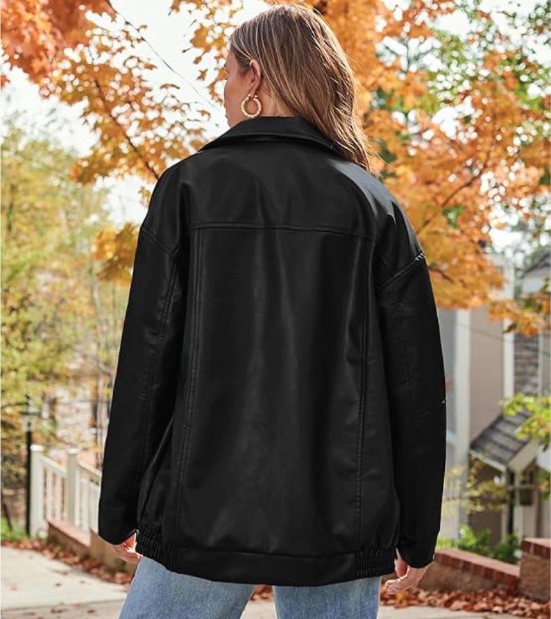 Oversized Lamb Leather Bomber Jacket | 1980s Moto Style - Etsy
