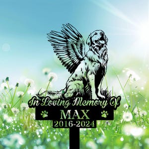 Custom Angel Golden Retriever Sitting Garden Stake, Personalized Metal Yard Art, Dog Sympathy Gift, Custom Dog Memorial, Pet Loss Gift