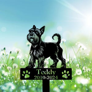 Personalized Schnauzer Dog Grave Marker, Schnauzer Wagging Tail Memorial Stake, Custom Dog Cemetery Stake, Dog Garden Stake