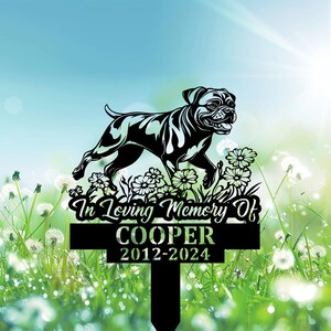 Personalized Boxer Memorial Stake, Dog Name Sign, Boxer Running Grave Marker, Metal Dog Sign for Garden,Outdoor Grave Plaque, Dog Lover Gift