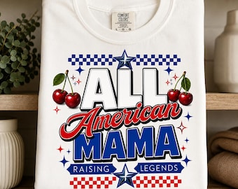 Comfort Color 4th of July Mom Shirt | Patriotic Mom Cherry Retro Design