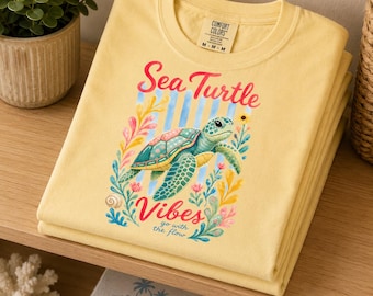 Sea Turtle Vibes Comfort Colors Tee | Watercolor Beach Shirt