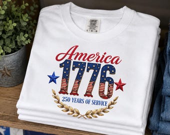 America 1776 T-Shirt | Patriotic Stars Stripes 250 Years of Service