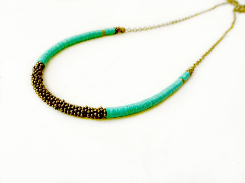 Green brass necklace Etsy