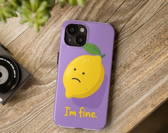 Purple Lemon Phone Case – "I'm Fine" Sarcastic Design, Impact Resistant
