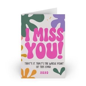 Cartes de voeux colorées « Tu me manques » pour toutes les occasions, notes amicales, cadeaux attentionnés, messages de soutien, touche personnelle