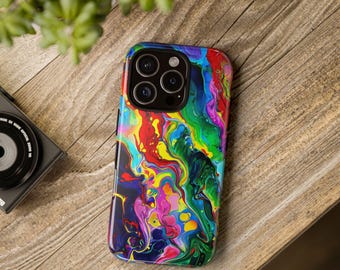 Colorful Boho iPhone Case: Abstract Swirls, Protective Dual Layer