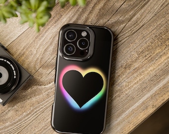 Rainbow Heart Magnetic Phone Case, Pride Theme, MagSafe Compatible Protection