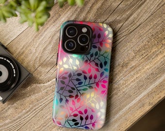 Colorful Tie Dye Floral iPhone Case, Boho Protective Cover