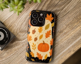Fall Pumpkin Leaves Phone Case: Durable Autumn Cover