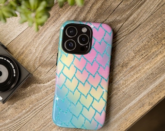 Pastel Rainbow Mermaid Scale iPhone Case, Phone Cover