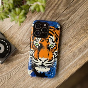 Tiger Phone Case iPhone Samsung, Tough Protective Cover, Wild Animal Design, Jungle Safari Gift, Bold Tiger Print Phone Case