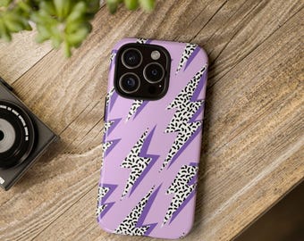 Purple Lightning Bolt Cheetah Print iPhone Case: Trendy Protective Cover