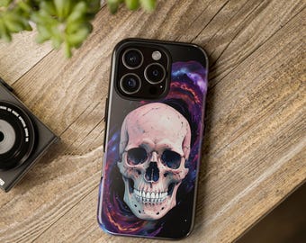 Dark Galaxy Skull iPhone Case, Gothic Horror Art Protective Cover