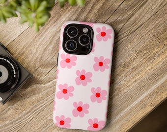 Retro 70s Floral Phone Case: Pink Daisy iPhone & Galaxy Cover