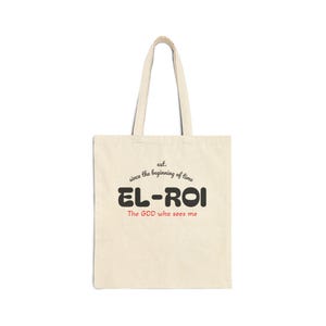 Bolso de tela con versículos bíblicos de El-Roi / Fe cristiana, 'El Dios que me ve'