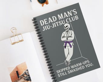Cuaderno de cinturón morado del Dead Mans Jiu Jitsu Club / Diario divertido de BJJ para luchadores, cuaderno divertido, entusiasta del BJJ