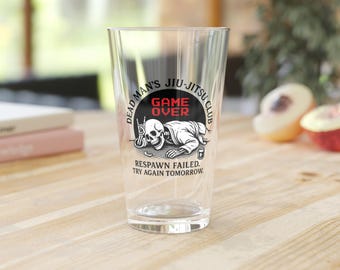 Vaso de pinta del Club de Jiu Jitsu del Hombre Muerto / Fin del juego / Diseño divertido de esqueleto de BJJ, vaso de pinta con temática de Jiu Jitsu, vasos con calavera de Fin del juego