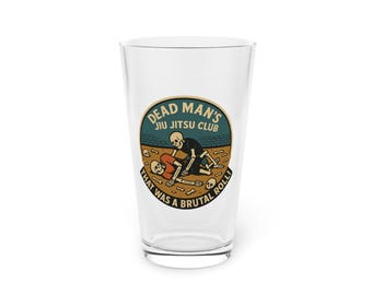 Club de Jiu Jitsu del Hombre Muerto / ¡Qué brutal! Vaso de pinta (16 oz), vaso deportivo, regalo para fanáticos del BJJ, decoración de artes marciales