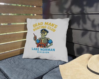 Almohada para exteriores del Club Náutico Dead Mans / División del Lago Norman / Decoración para los atracados y fallecidos, almohadas para exteriores del Club Náutico Esquelético