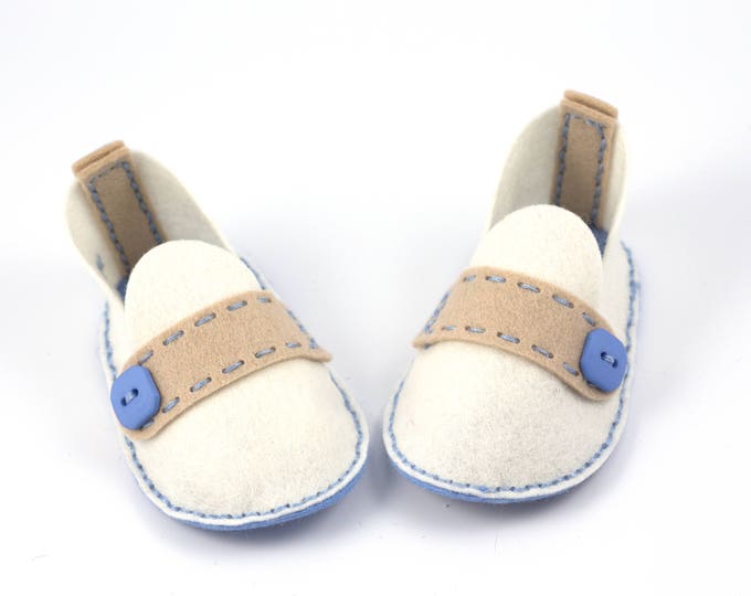 Baby Felt Shoes - Unique Baby Gift for Boy - Wool Felt Crib Shoes