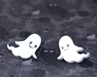 Cute Ghost or Pumpkin, pin or ear studs. Halloween kawaii Cute!