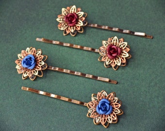 Steampunk flower hairpin (a pair)