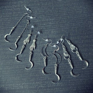 Sickle, Scythe earrings. Gothic, Witchy, Druidic