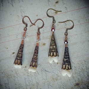 Human teeth replicas earrings &quot;Pendenteeth&quot; with rhinestones. Oddities, Halloween, Curiosity