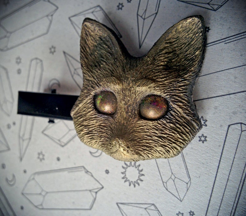 of your choice: cat Gothic witchy lunar moth Resin hairclip fox