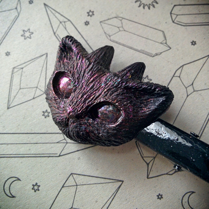 of your choice: cat Gothic witchy lunar moth Resin hairclip fox