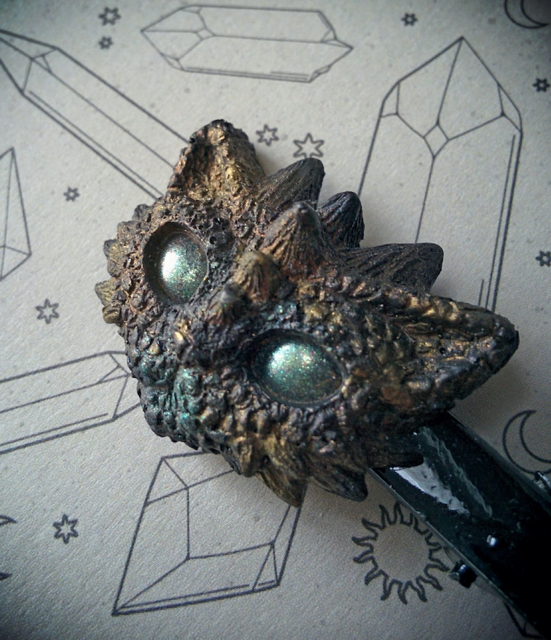 of your choice: cat Gothic witchy lunar moth Resin hairclip fox