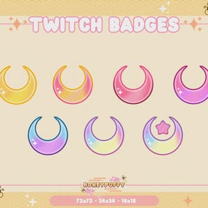 Pastel Moon ( Sailor Moon Inspired ) Sub Badges - Bit Badges - Twitch