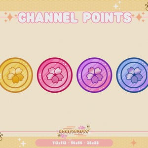 SAKURA Cherry Blossom Coins Twitch / Channel Point / Emote / Badges / Kawaii / Pastel / 4x Color Options