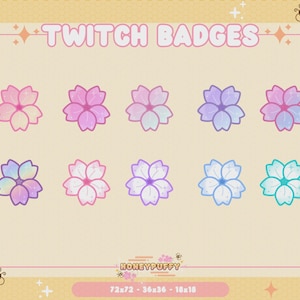 Pastel Sakura Cherry Blossom Sub Badges - Bit Badges - Twitch