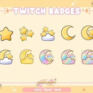 Moon and Stars Celestial Twitch Badges - Stream Sub & Bit Badges - Moon Bit Badges - Moon - Stars - Twitch Graphics - Star Badges